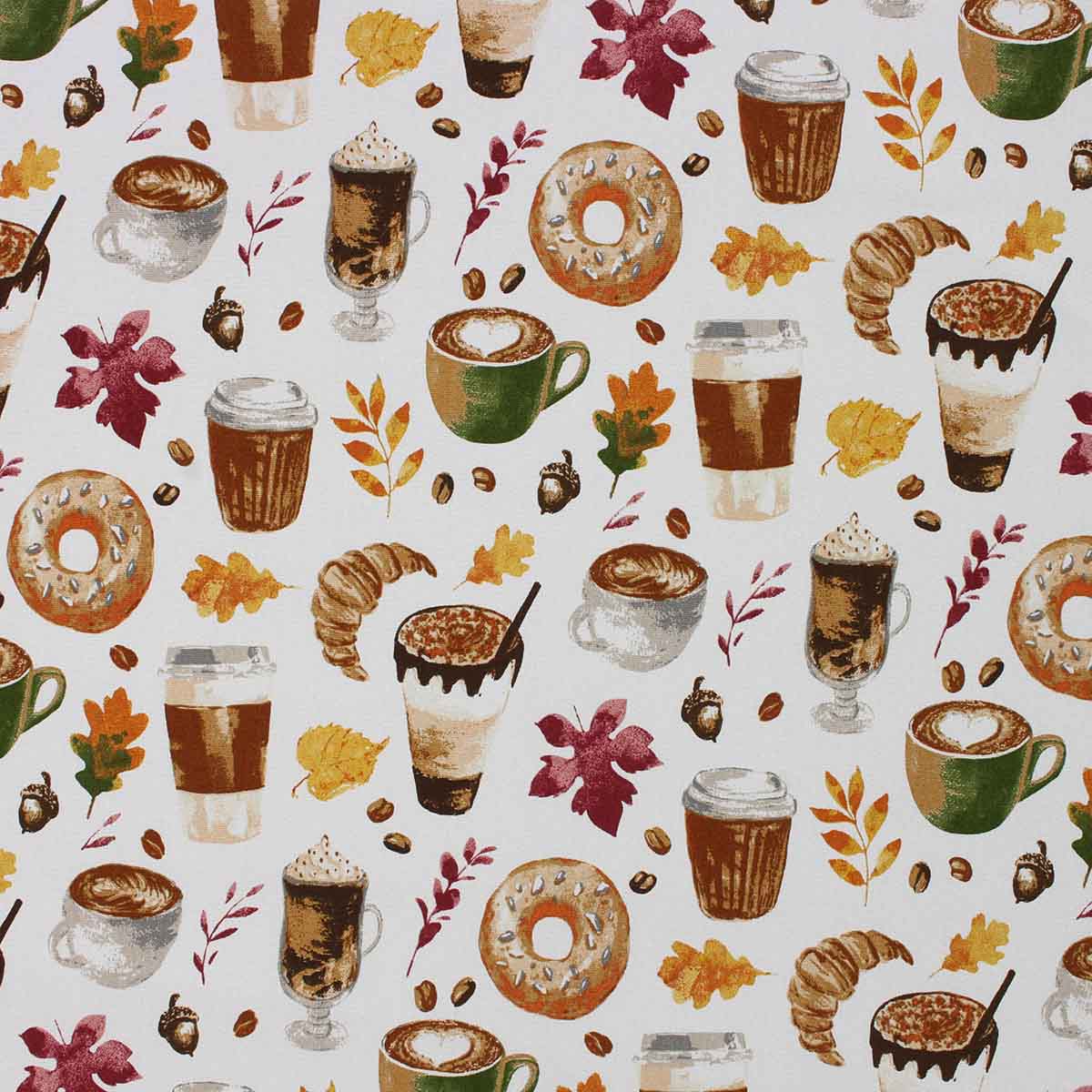 Richloom LOVE U A LATTE TERRA - Novelty Cotton Canvas Fabric